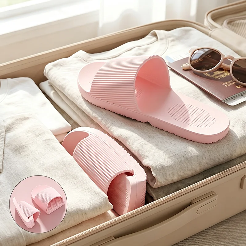 Summer Women Folding Slippers Portable Travel hotel Sandals Lightweight Couples Indoor Soft Slides Men Beach Non-slip EVA Shoes