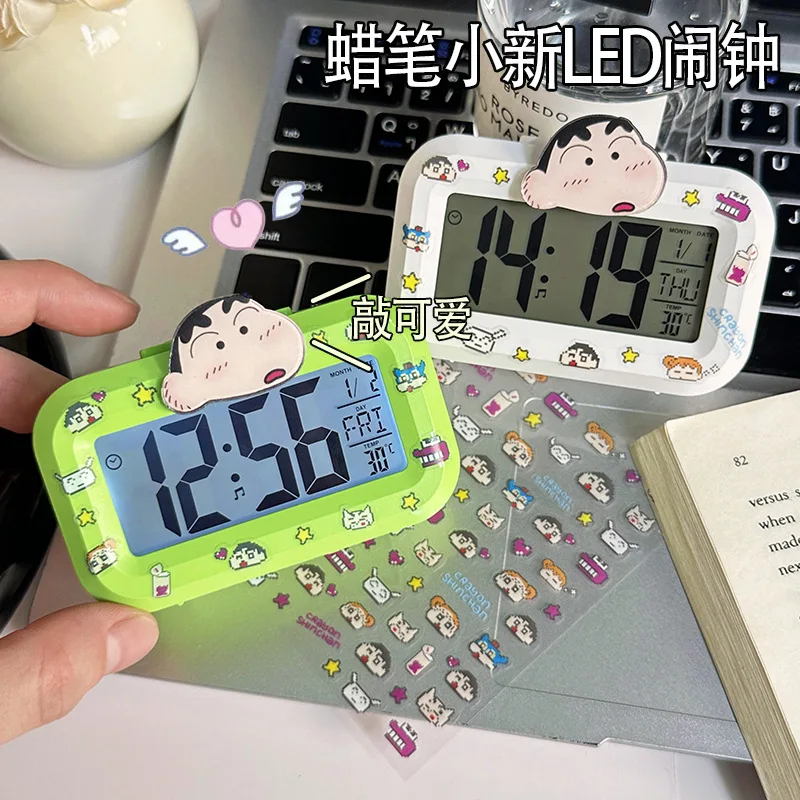 Crayon Shin-Chan Anime Cute Mini Alarm Clock Cartoon Student Bedroom Clocks Desktop Decoration Fashion Collection Birthday Gift