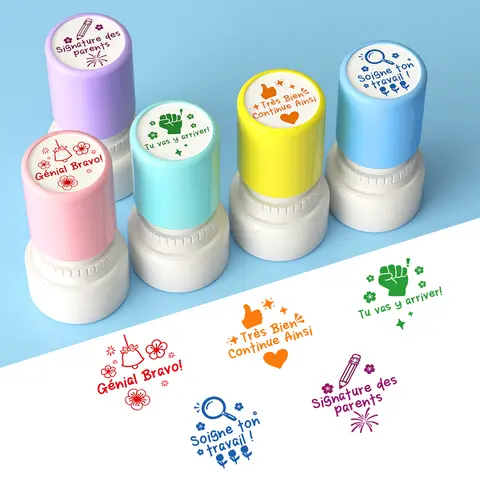 Color French Classroom Grading Teacher Stamps, Classroom Corrects for Homework Tests Motivate Student Behavior