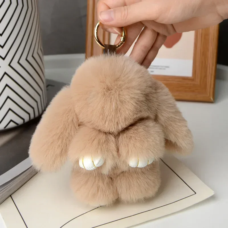 Rabbit keychain ring fluffy fur fluffy rabbit rabbit small accessory keychain charming and cute keychain on bag car key pendant