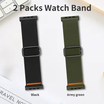 2條30毫米寬尼龍錶帶,相容於Apple Watch,彈性可調式運動錶帶,適合男士運動員,49毫米、45毫米、44毫米、42毫米 10 最佳銷售 蘋果手錶尼龍錶帶 - №3