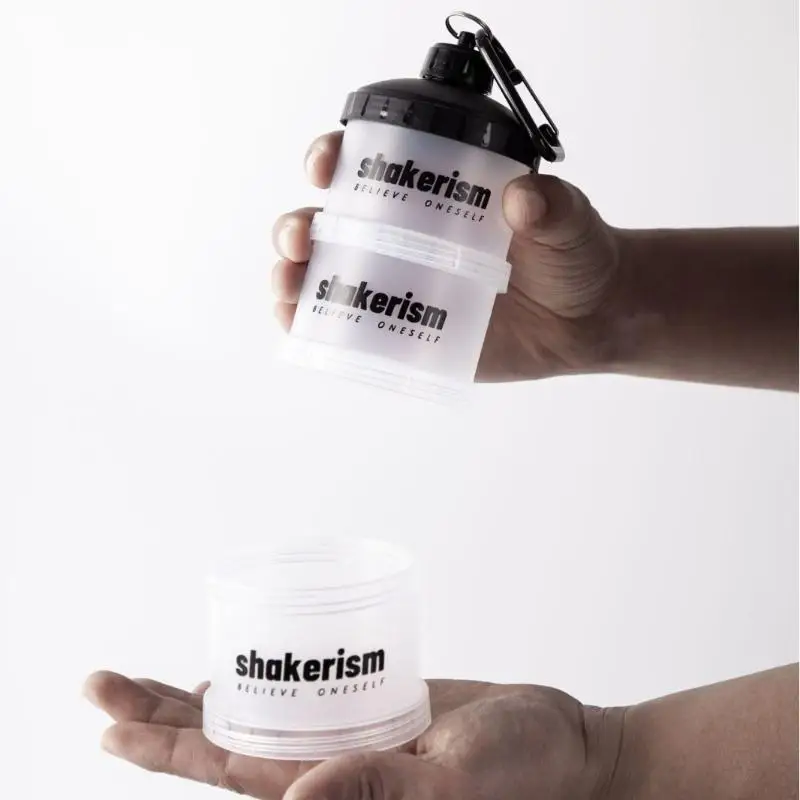 Stackable 1 2 3 Layer Protein Powder Container Portable Funnel Box With Handle Fitness Supplement Bottle For Gym Snack Storage