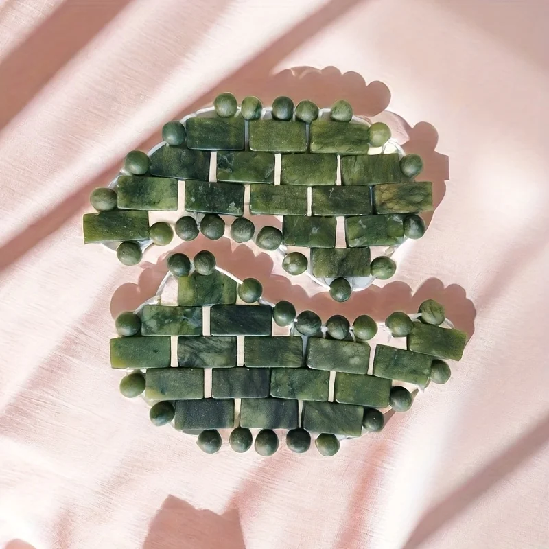 1 par de almohadillas para los ojos en forma de luna de Jade Natural, belleza facial, cuidado de la piel, terapia de frío, Spa, herramientas de masaje relajante, herramienta de belleza para el cuidado de la piel
