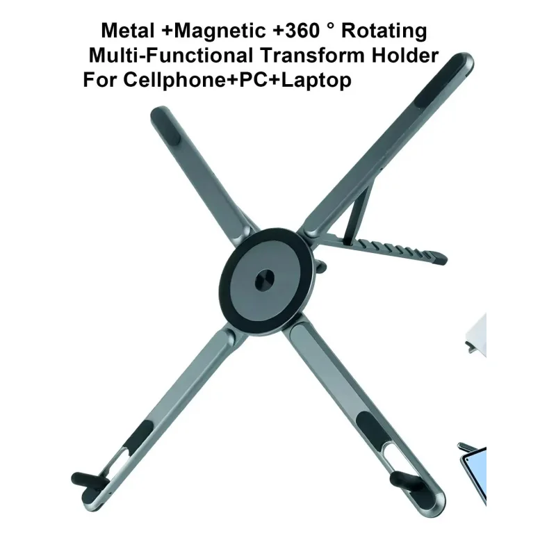 Portable Magnetic Phone Holder & Selfie Stick 3-in-1 Foldable Tripod Stand for iPhone iPad Tablet Laptop Desktop Use