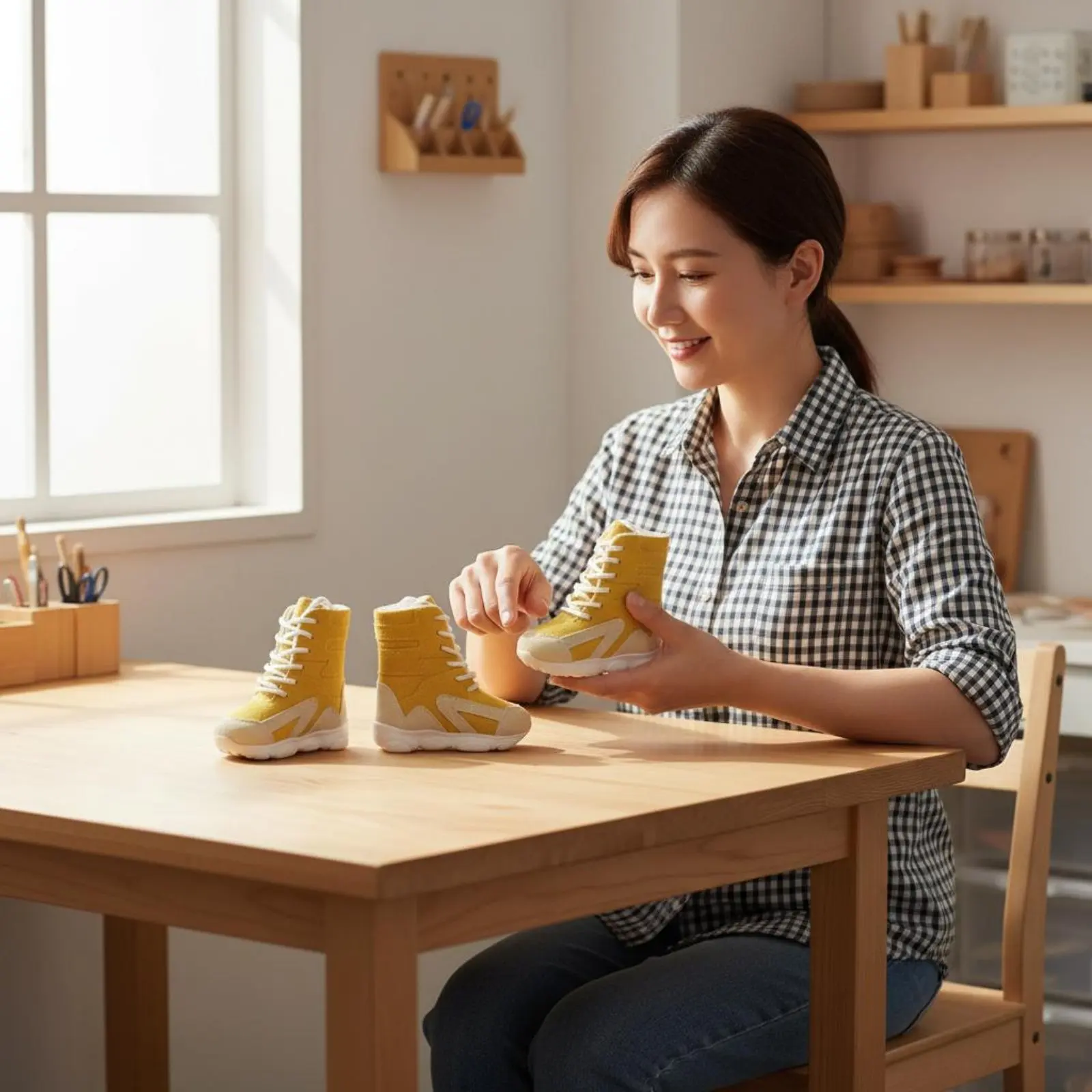 

1/4 BJD Doll Shoes Lace-up Design 1/4 BJD Shoes Jointed Doll Footwear Lifelike Design Miniature High-Top Boots Chunky Sole