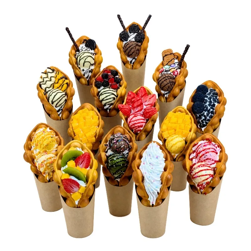 

Fake Waffle Ice Cream Model Egg Puffs Mold Simulation Chocolate Bubble Decoration Window Display Crafts Photograph Props
