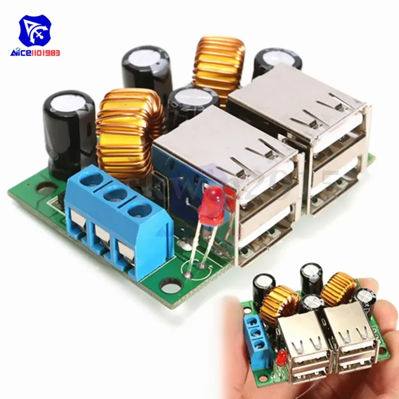 4 Four USB Port A5268 Step Down Power Supply Converter Board Module DC 12V 24V 40V to 5V 5A For MP3/MP4 Phone Car Equipment