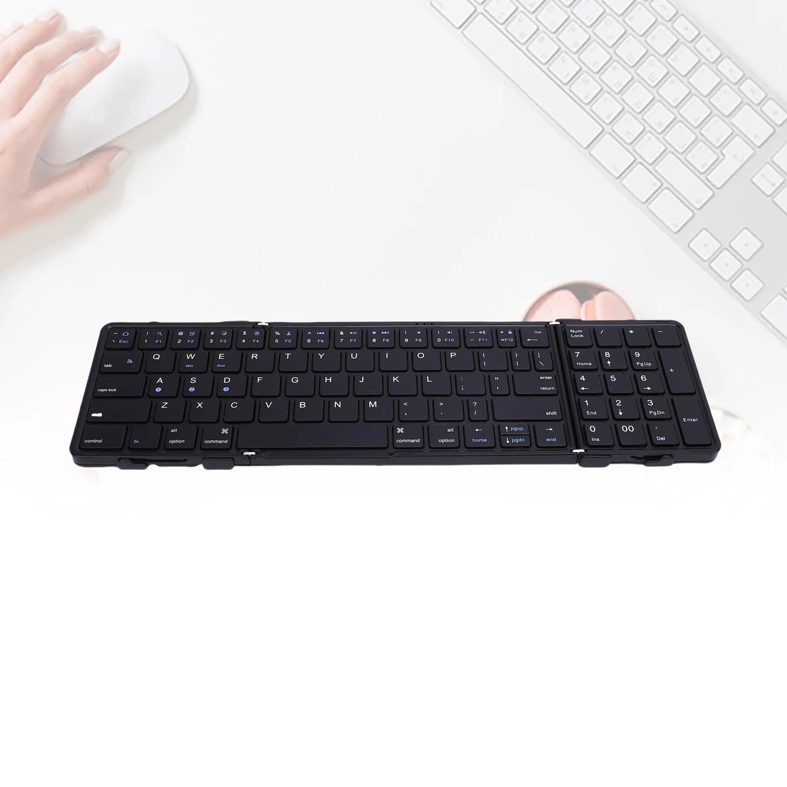 Tastiera pieghevole Tastiera Bluetooth Tastiera wireless portatile ricaricabile per affari e viaggi Cover posteriore in pelle PU