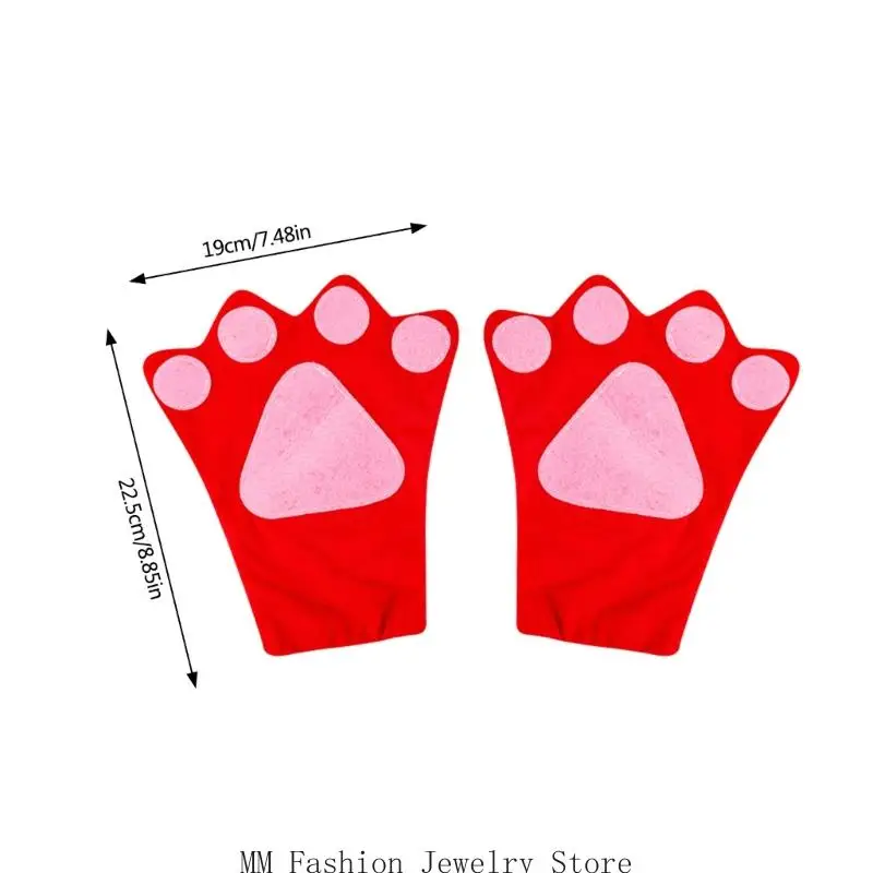 D0UB子猫爪の手袋ハロウィンアニマルアダルトハロウェンの動物衣装アクセサリー