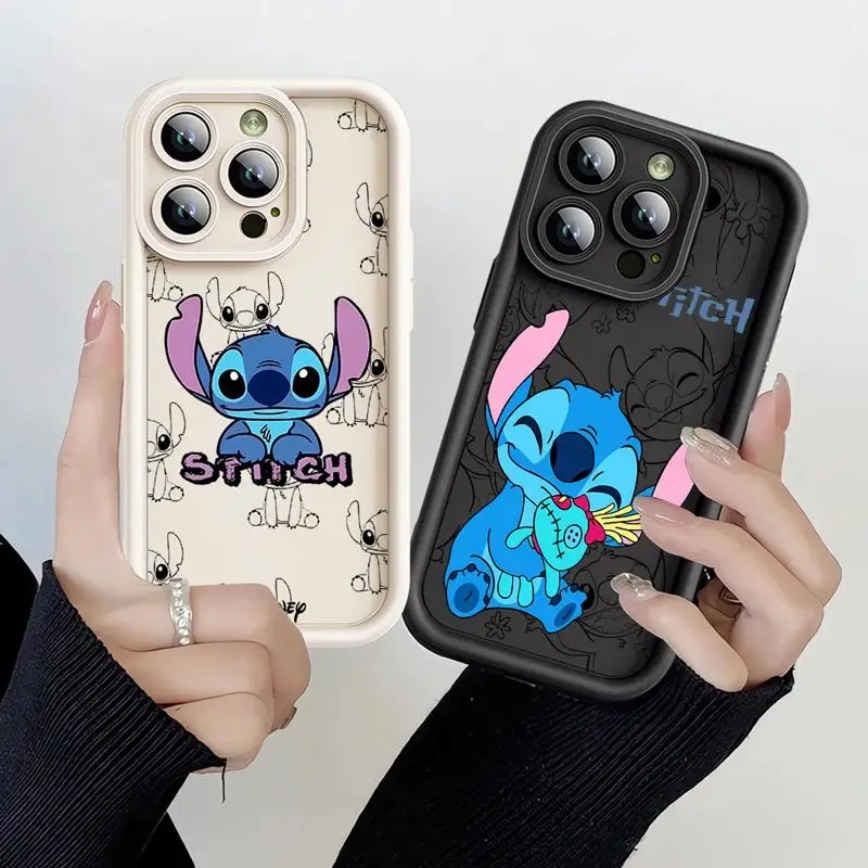 Чехол для Apple iPhone 11 15 Pro Max 14 Plus 13 12 Mini противоударный защитный бампер Funda Phone Cover Stitch Disney Cute Shell