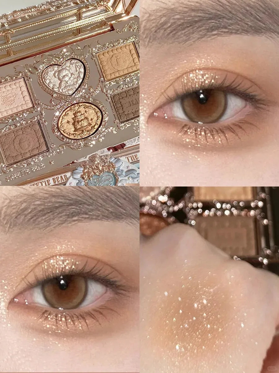 Flower Knows The Sweetie Bear Collection 6-kolorowy matowy perłowy cień do powiek Łatwy w aplikacji Rozświetlacz do twarzy Makijaż rozjaśniający