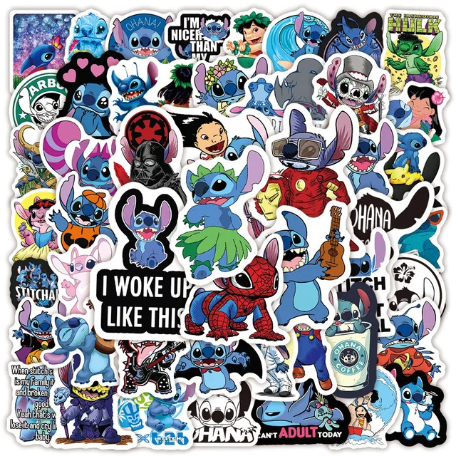 50pcs Anime Cartoon Kawaii Stitch Kids Stickers