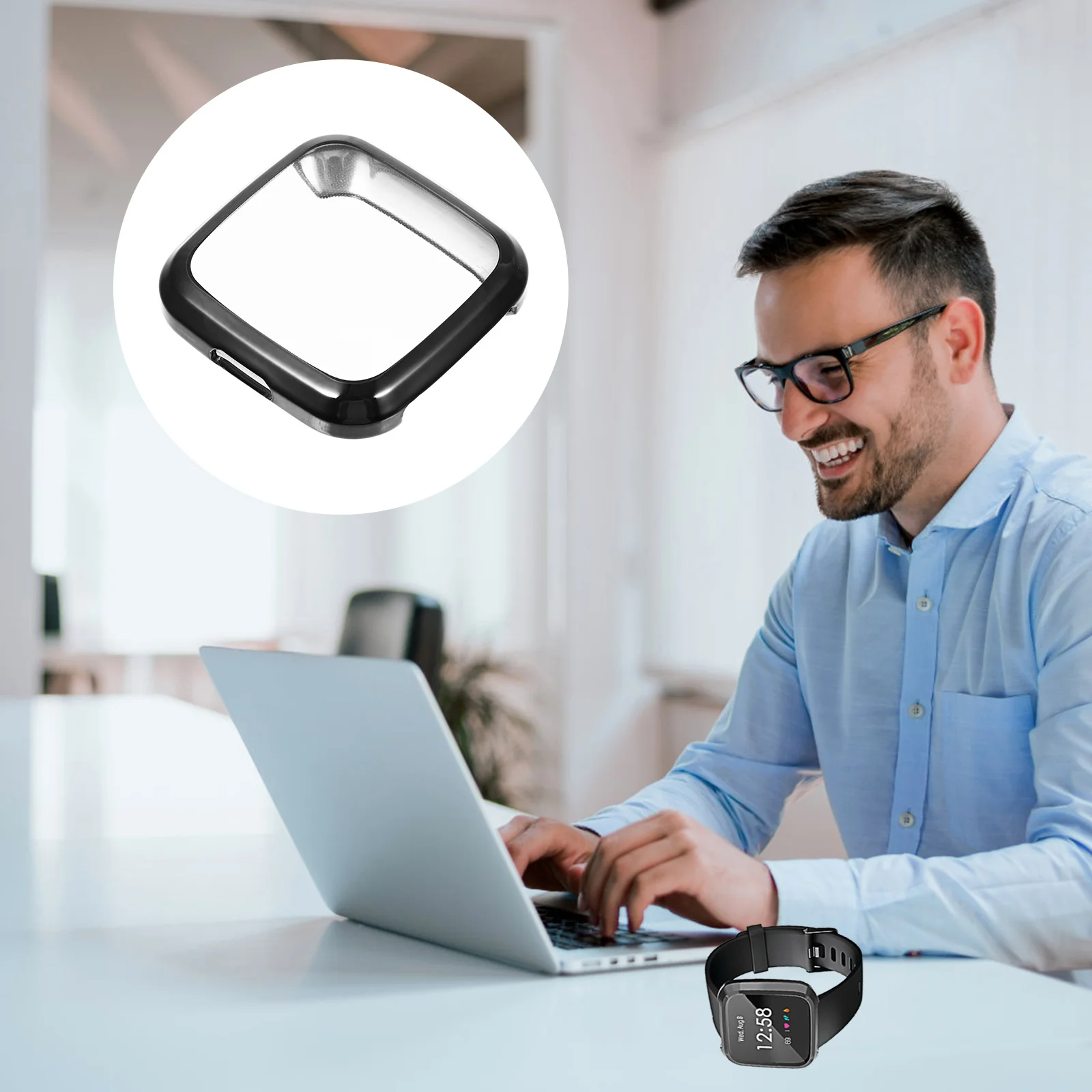 Elegante cubierta protectora del marco del reloj Material de Tpu a prueba de golpes y configuración de complemento para gris