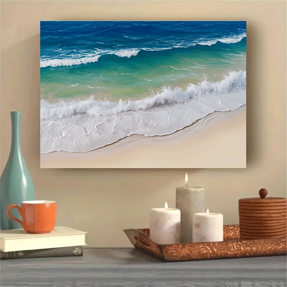 1PC-Canvas poster Unframed  Ocean Waves Beach Scene Coastal Art Canvas Print  summer