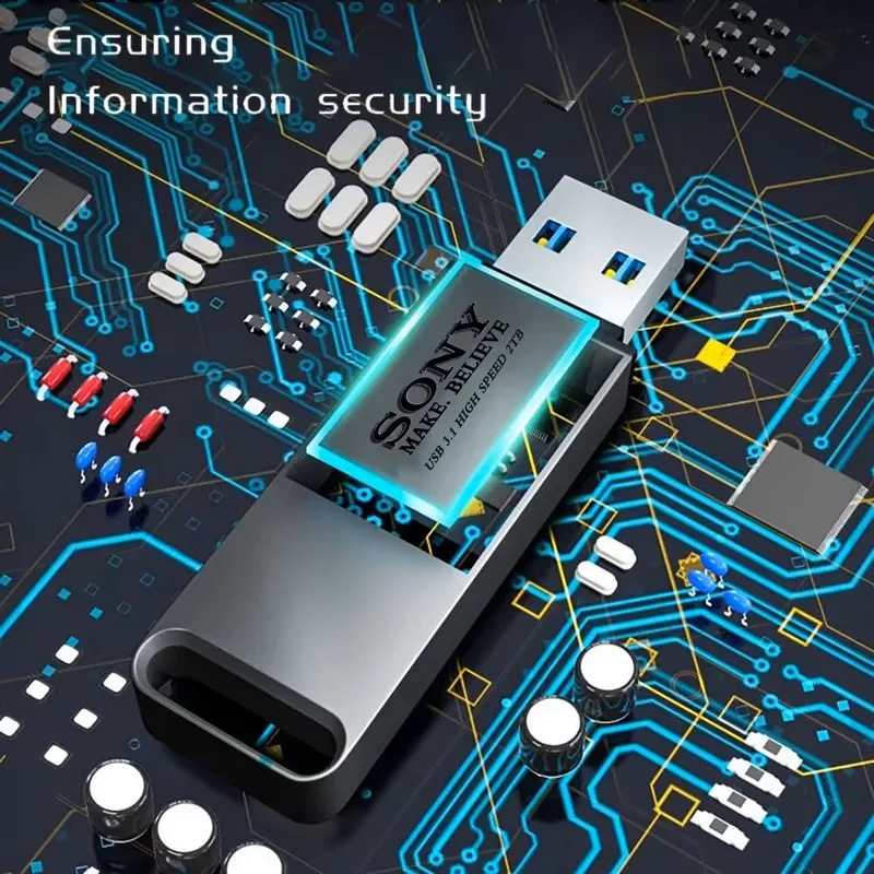 سوني 2 تيرا بايت USB 3.1 Type-C محرك فلاش عالي السرعة قرص U معدني مقاوم للماء عصا الذاكرة لنقل بيانات هاتف الكمبيوتر