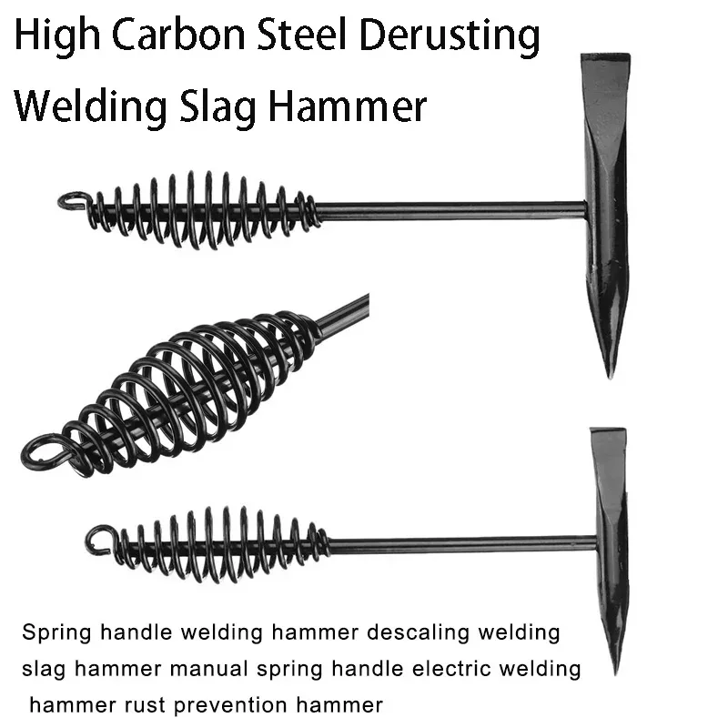 Derusting Welding Slag Hammer High Carbon Steel 300 500G Spring Handle Welding Chipping Hammer Rust Removal Welding Slag Tool