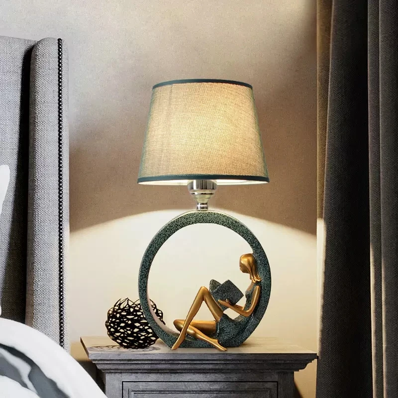 arte nordica quarto bedside table lamp tecido abajur escurecimento night lights led desk lampadas estudo e escritorio lampada presente de aniversario 01