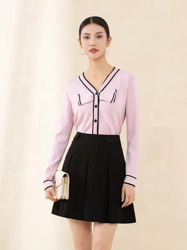 

Sweet Knot V-Ne Open Cardigan Color Blo ort Knitted Sweater for Women Gentle Sle Spring New Arrival