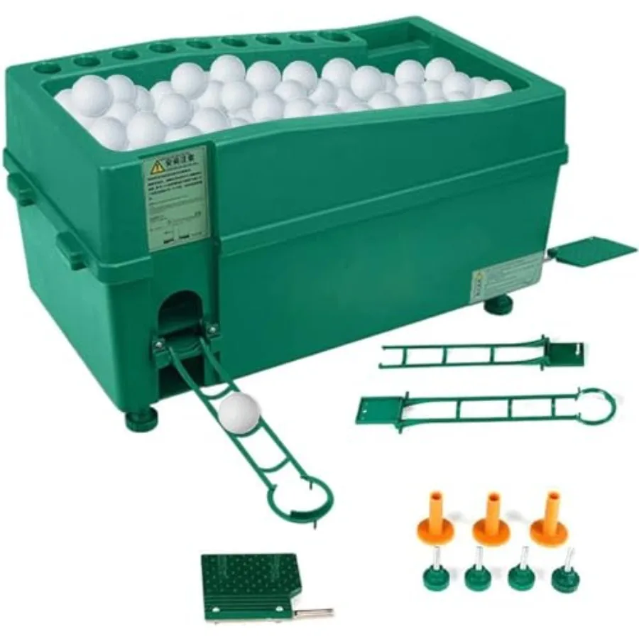 

Automatic Golf Ball Dispenser Machine for Driving Range Use, Durable ABS Plastic, Black with Silver Accents, No Electricity Req
