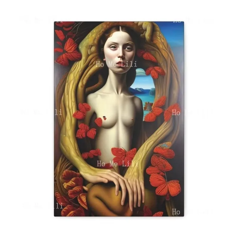 The Poster Tree Knowledge Embracing Eve Ungerahmter Leinwanddruck, surrealer Garten des Eides, biblisch