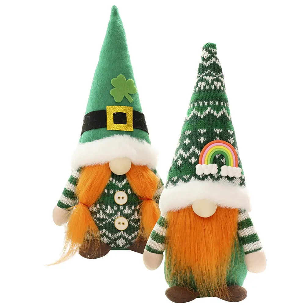 

2Pcs St Patrick's Day Gnome Decor Lightweight Festive Dwarf Ornament for Home Table Desk Shelf Sofa Bookcase Bedside Dining