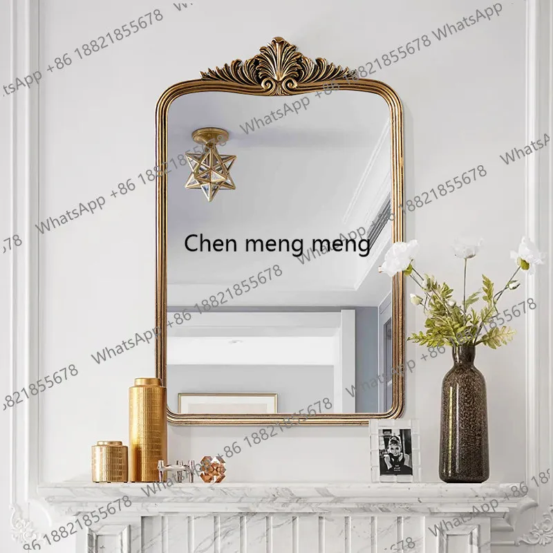 

European retro vanity mirror wall-mounted vanity mirror wall-mounted light luxury home full-length mirror