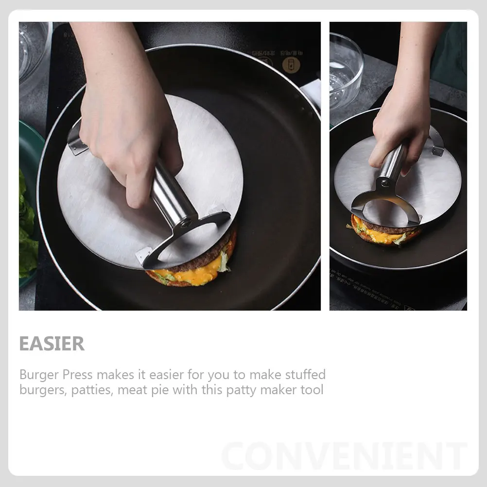 

Ergonomic 430 Stainless Steel Burger Press Round Burger Smasher Tool Metal Kitchen Gadget Patty Making Mold Meat Pressing Tool