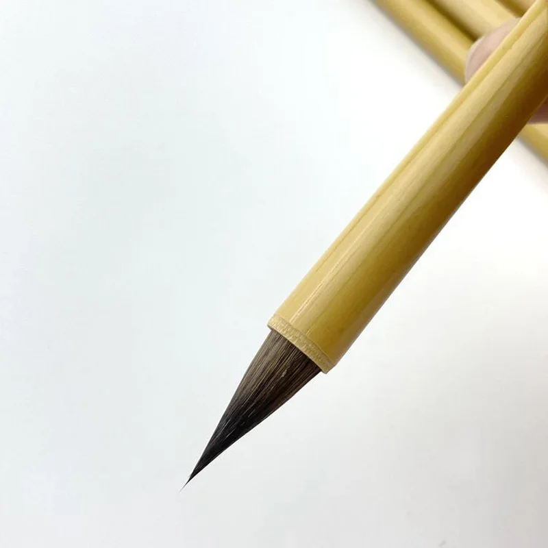 3Pcs Luxurious Black Hair Calligraphic Brush Handmade Bamboo Chinese Zihao Writing Brush Regular Script Xiaokai Pen