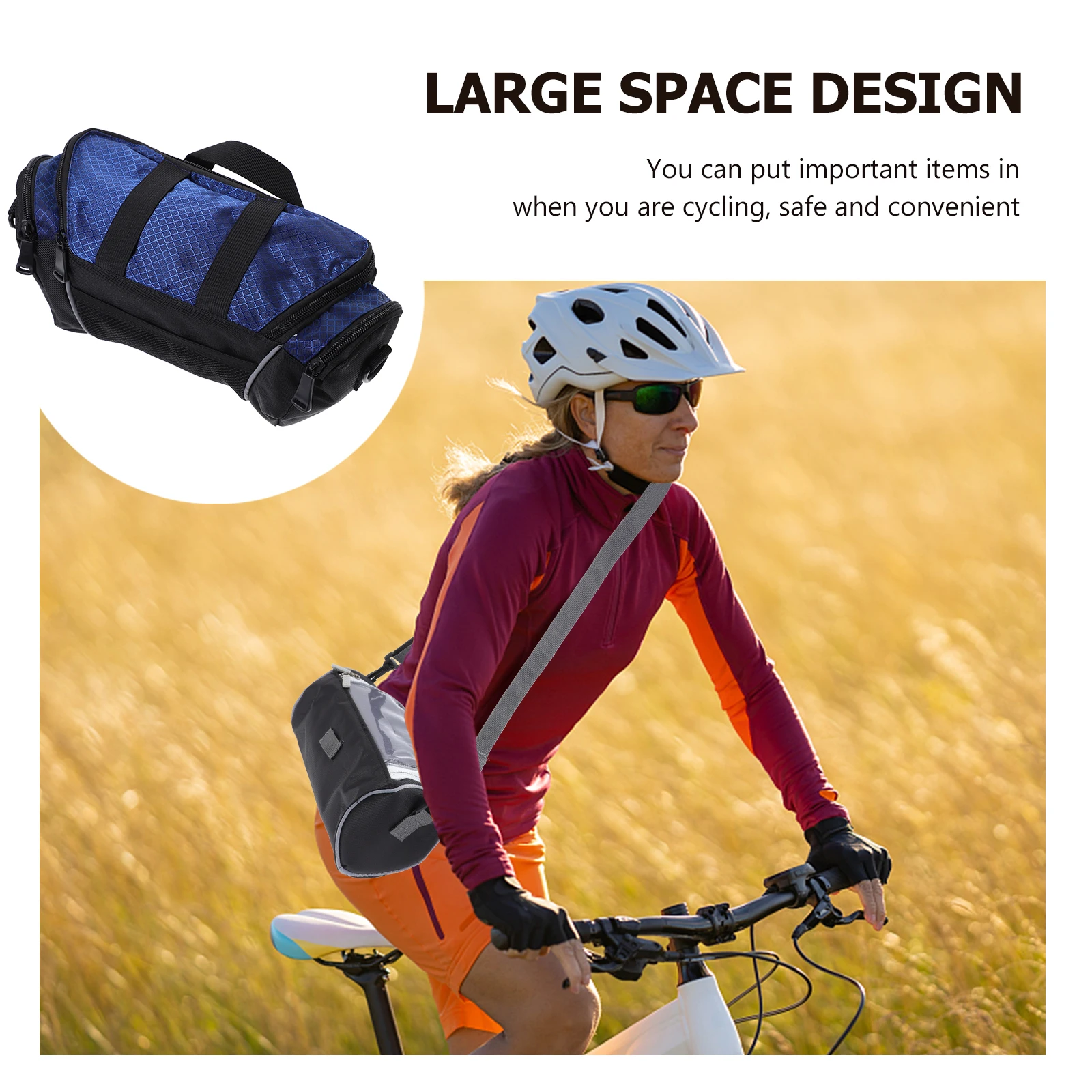 

Bike Handlebar Bag Multifunctional Polyester Cycling Head Front Foldable Pouch Durable Water Resistant Storage For Road Mountain
