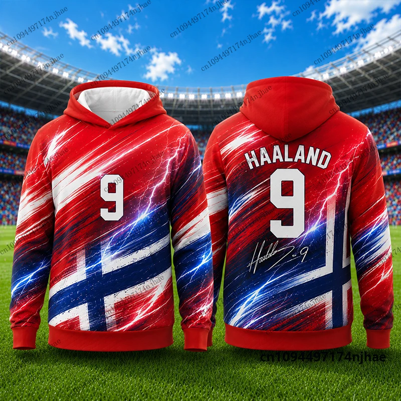 New 2026 Special Haaland #9 Print Hoodies For Children Autumn Long Sleeve Sportswear Football Pullover Sports Kids/Adult Tops