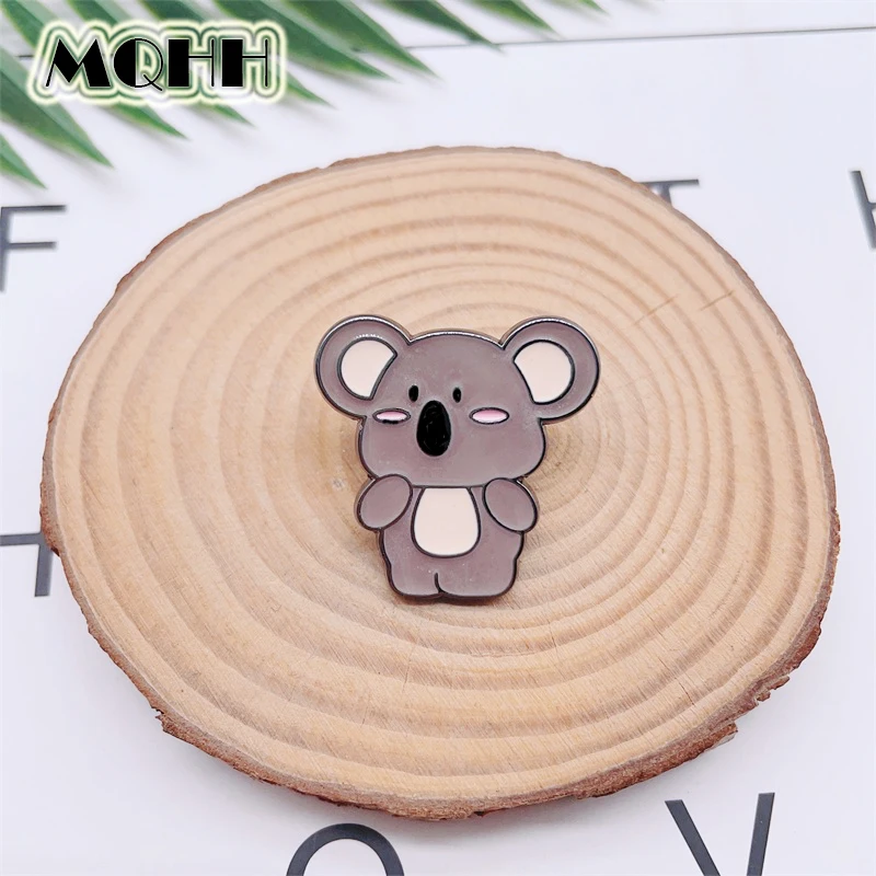 Cartoon Cute Animal Gray Koala Enamel Pins Funny Sweet Clothes Accessories Alloy Brooch Badge Fashion Women Jewelry Gift