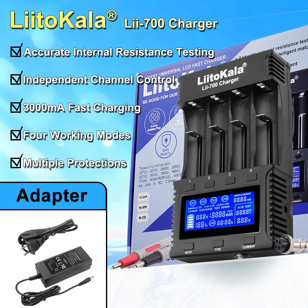 LiitoKala Lii-700 high-end intelligent fast charger, with functions such as testing battery internal resistance, battery capacit