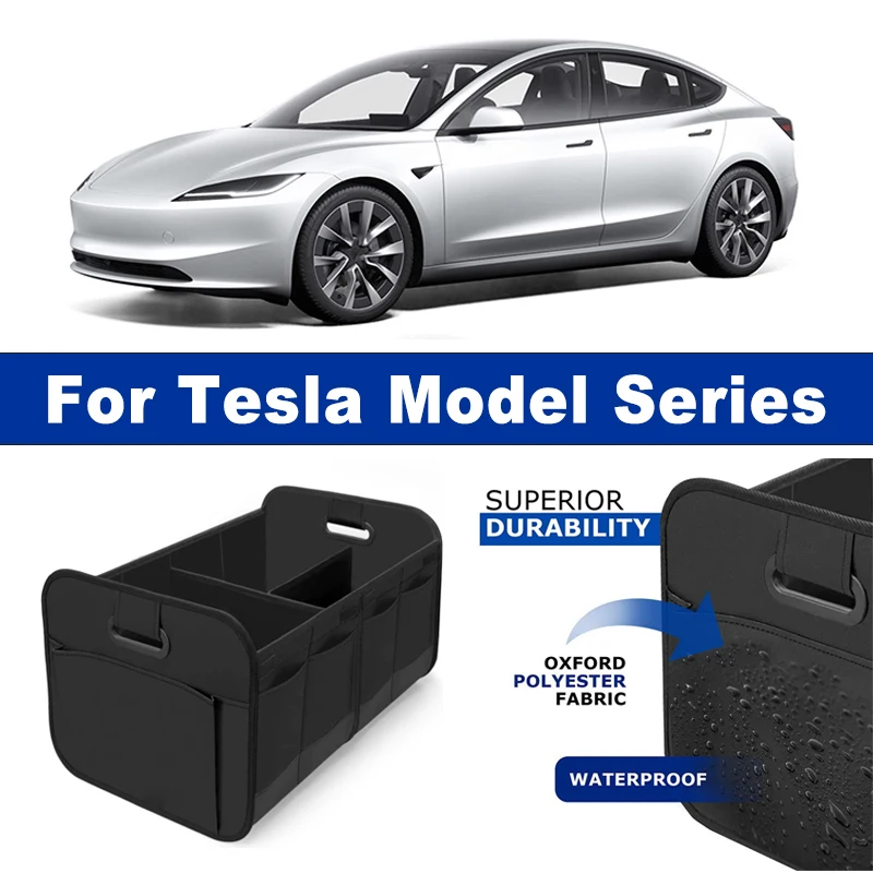 Foldable Car Organizer Portable Storage Box With Side Net for Tesla Model 2 3 Y S X Cybertruck