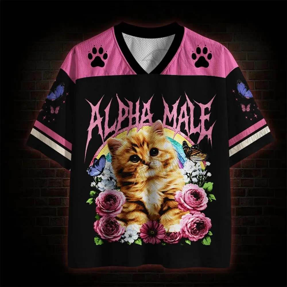 New Women's Cute Cat Print V-Neck Short-Sleeve T-Shirt – Stylish, Breathable, Quick-Drying, Trendy Black & Pink Apparel