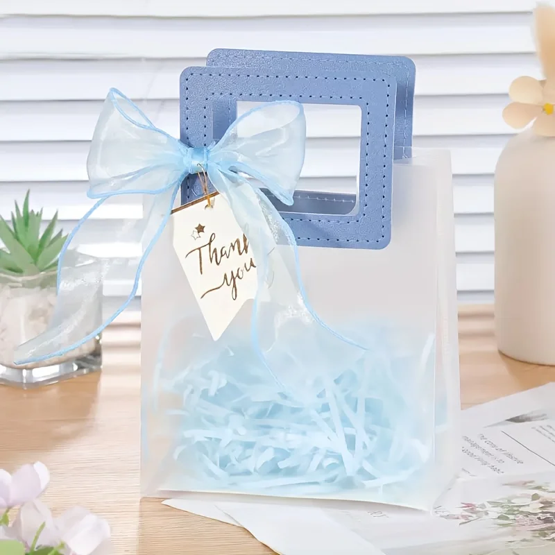 20 قطعة من أكياس الهدايا البلاستيكية الشفافة الأنيقة مع ملصقات شكر - قابلة لإعادة الاستخدام لحفلات الزفاف وحفلات أعياد الميلاد وديكورات المناسبات الرسمية