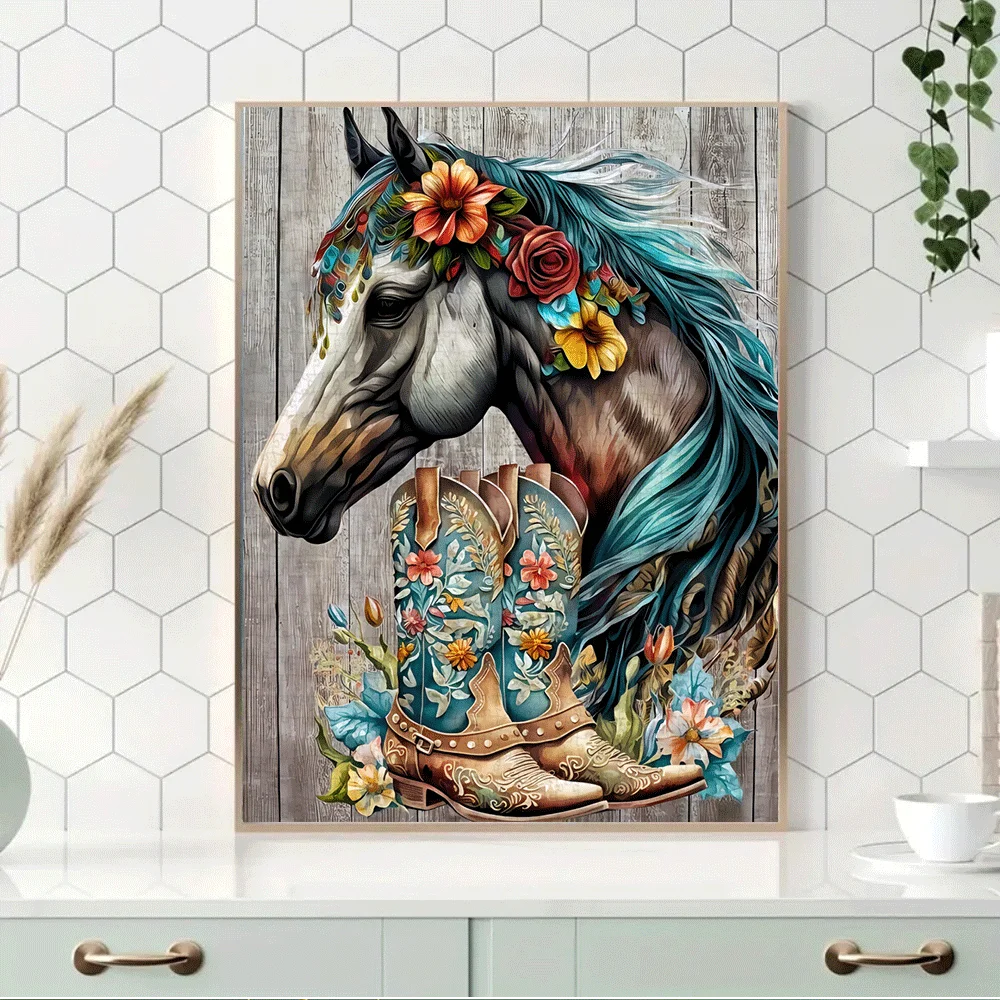 จิ๊กซอว์รูปม้าและดอกไม้ 1,000 ชิ้น - ของเล่นจิ๊กซอว์กระดาษขนาดใหญ่สำหรับผู้ใหญ่ เกมครอบครัวแบบอินเทอร์แอคทีฟเพื่อความเพลิดเพลิน ของตกแต่งบ้าน DIY