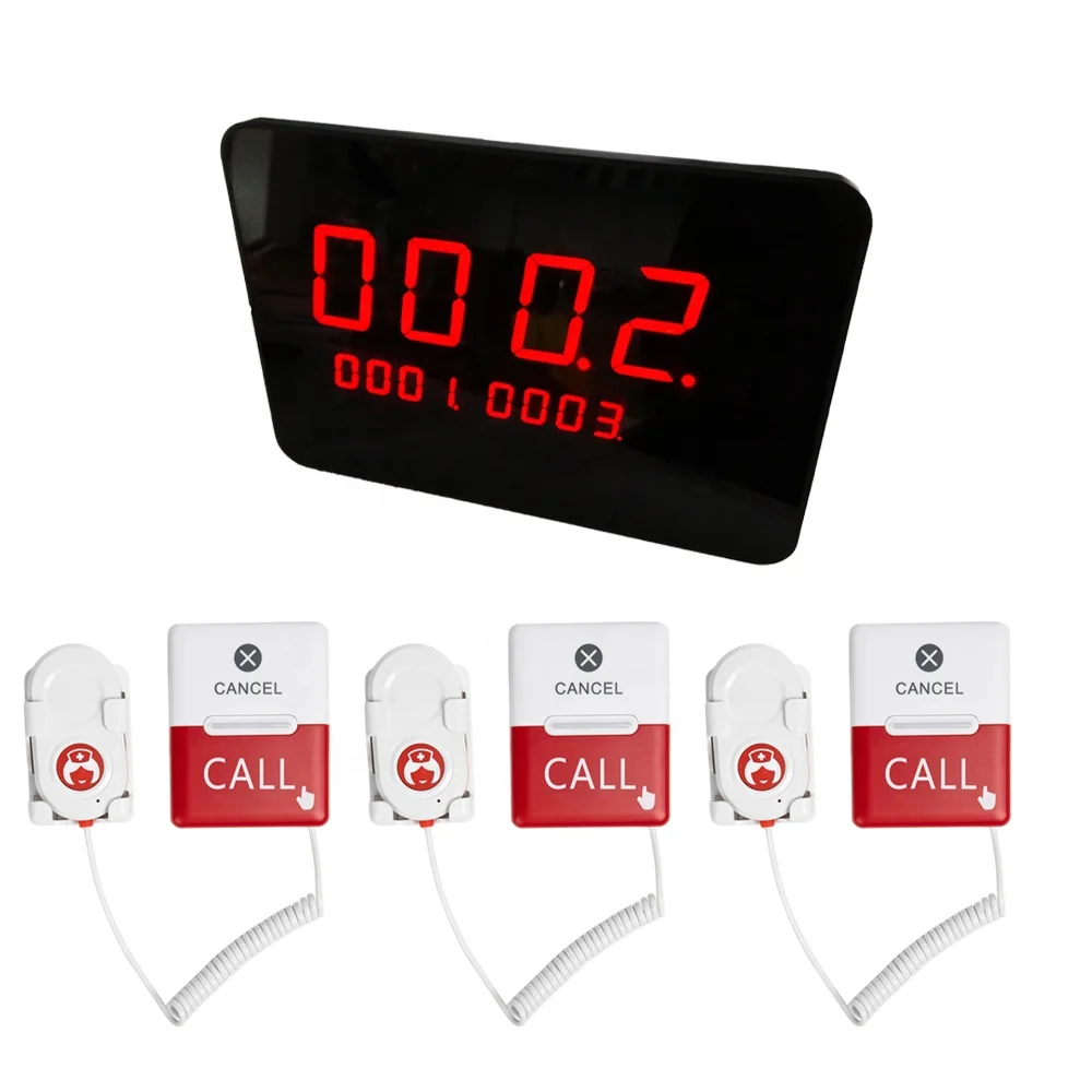 Medical Patient Emergency Call Button System Caregiver Pager Display with Bed Buzzer for Hospital Hotel Clinic Nursing Home