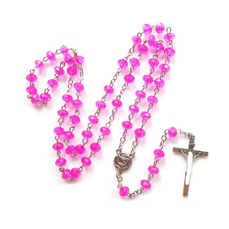 Cross Juses Pendant Prayer Rosary Beaded Necklaces Wooden Beades Chain Necklace for Men Christian Jewelry