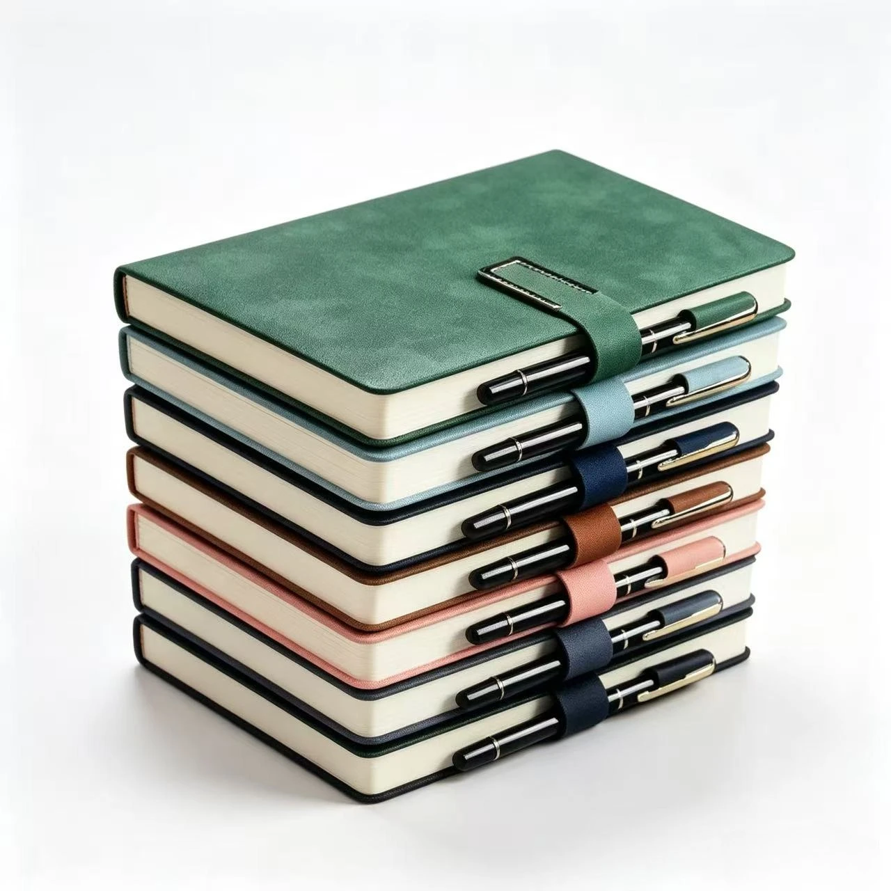 Leather Work Notepad - ヴィンテージA5レザーノートブック ソフトカバー バックル付きジャーナル 200ページ ビジネス オフィス