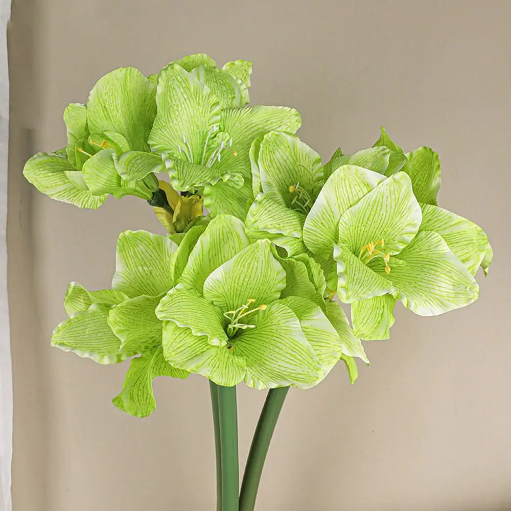 

4 Heads Artificial Clivia Flowers Branch Real Touch Handmade Artificial Orchid Flowers Floral Art Fake Flower