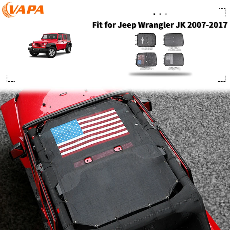 

Sunshade Mesh Sun Shade Top Roof Sunblock Mesh Heat Shield Mesh for Jeep Wrangler JK 2007-2017 4-Door Car Exterior Accessories