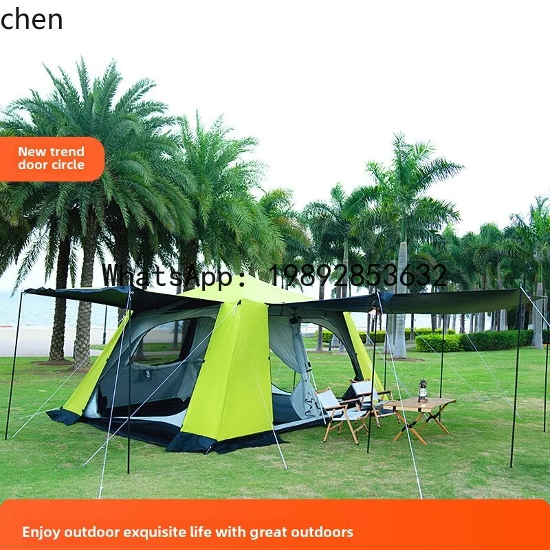 x1 sunscreen vinyl tent outdoor aluminum alloy rod automatic 4-6-8 camping double layer rainstorm protection