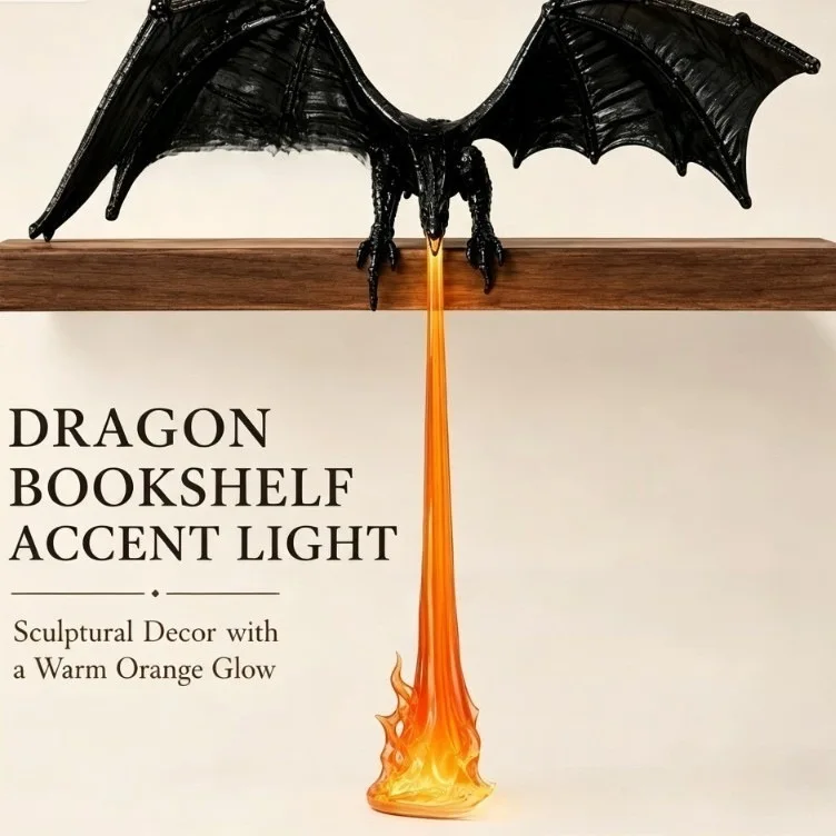 3D Printed Fire Breathing Dragon Lamp LED Decor Dragon Night Light Resin Desktop Ornament Creative Home Bedroom Decoration Gift