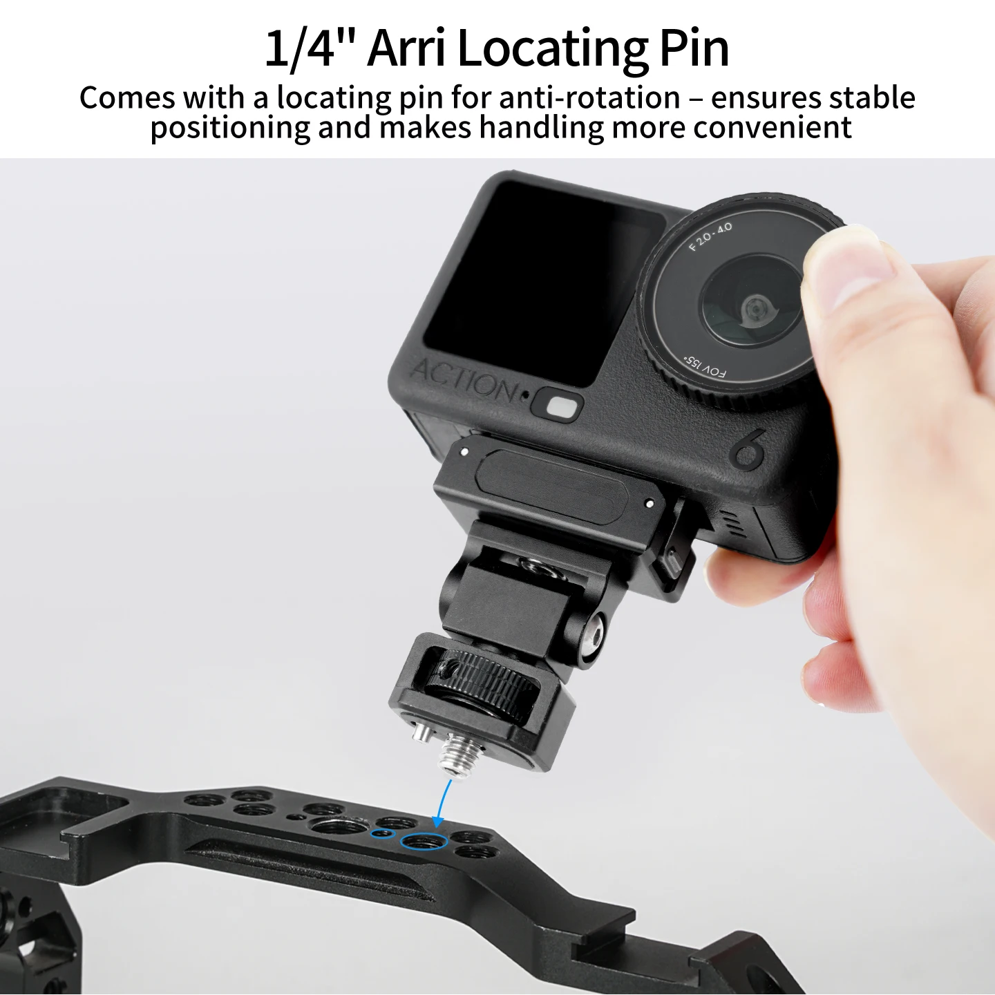 Magnetische Schnellverschluss-Halterung 360° ° 180-Grad-Drehung ° Neigbarer Aluminium-Schnecken-Gimbal mit 1/4 ARRI-Schraube für DJI Action 6 Osmo Nano Kamerakäfig – Detail 6