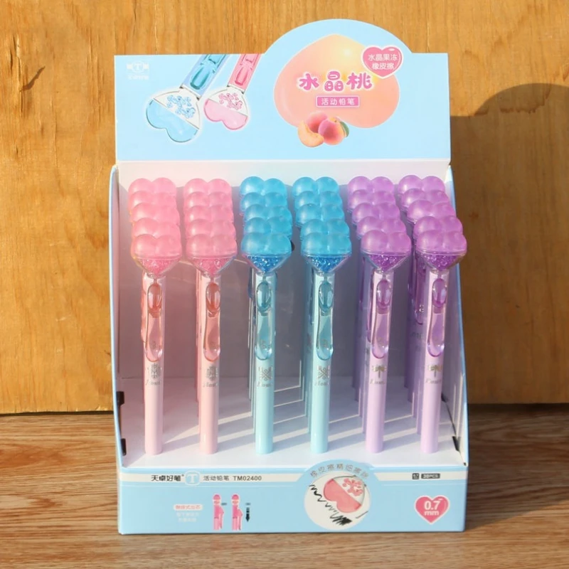 

30pcs Cute Heart Mechanical Pencil with Eraser Bling Crystal Pencil for Kids Writing School Supplies Wholesale Mechanical Pencil