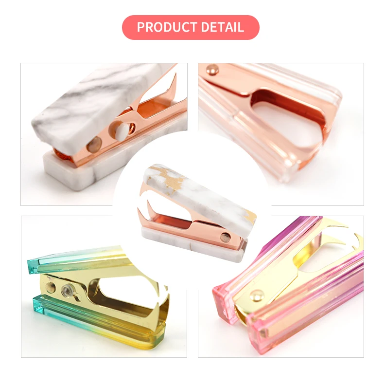 Marbling Acrylic Body Steel Jaws Staple Puller Removal Tool Rose Gold Staple Remover For Dress Up Home Office School Desk Kits