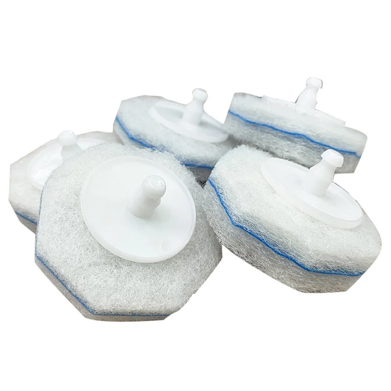 Disposable Toilet Brush Replacement Head With Built-In Cleaner, Featuring A Double-Layer Sponge Core