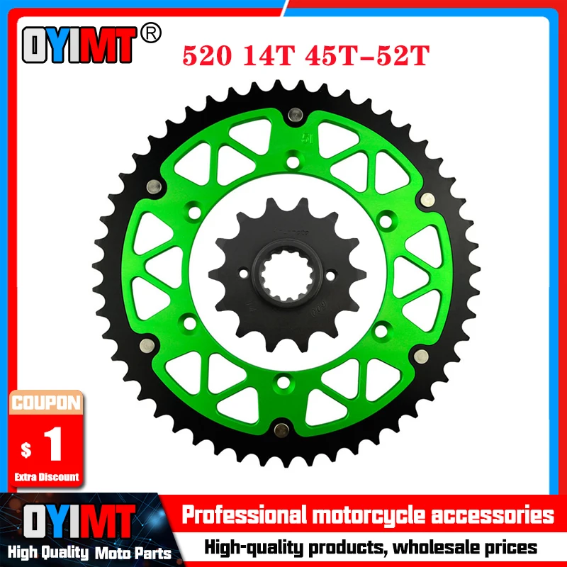 

14T 45T-52T 520 Chain Motorcycle Front & Rear Sprocket For KAWASAKI KLX250SDF KLX250SEF KLX250S KLX 250 SDF SEF S