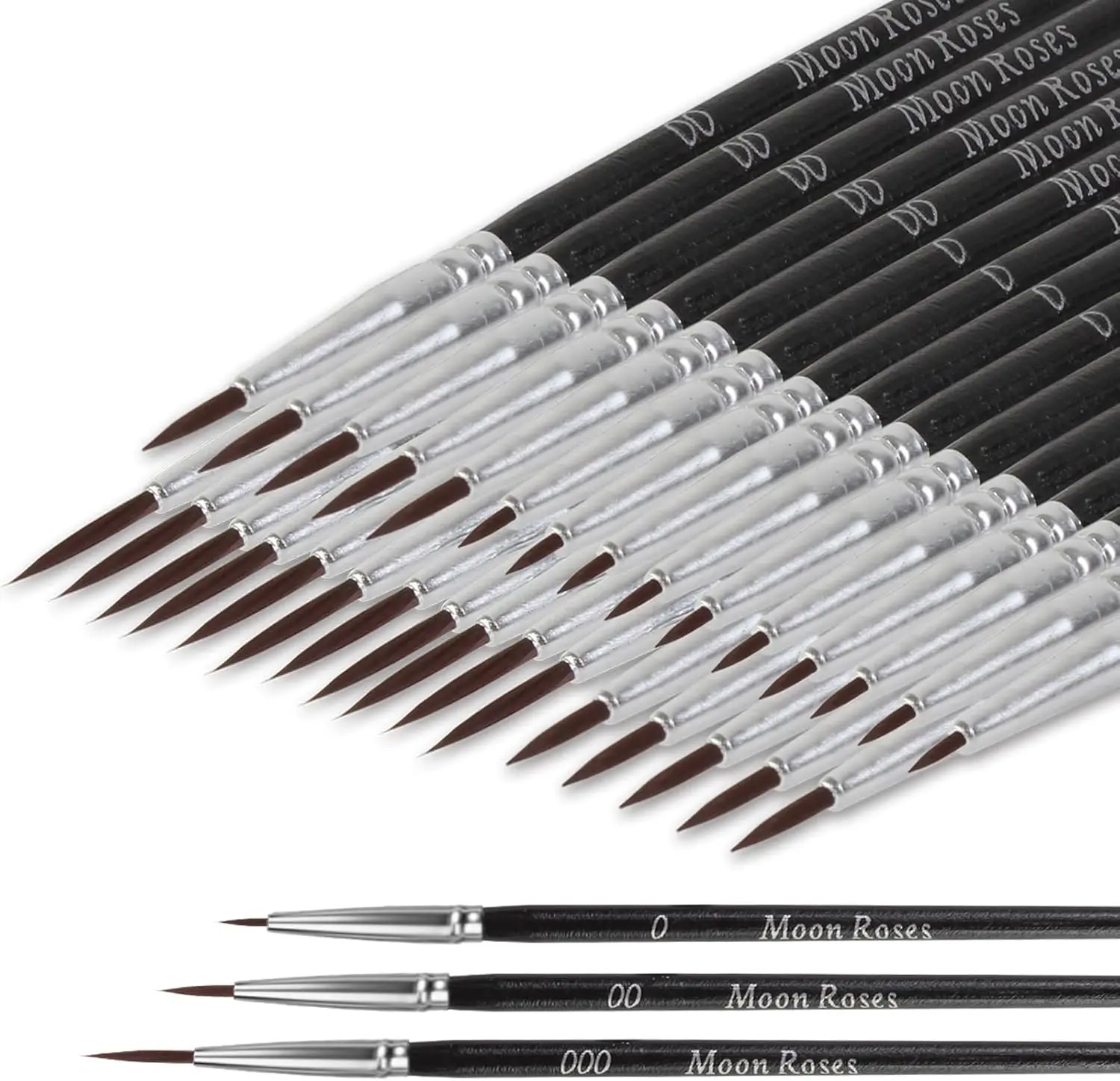 

30 Pcs Miniature Detail Paint Brush Set, 3 Sizes (0,00,000) Fine Tip for Model Crafts, Watercolor, Acrylics & Nail Art