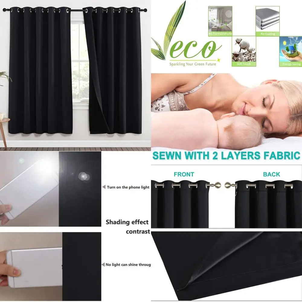 

Плотные шторы Full Blockout 72, затемняющие шторы шириной 70, комплект из 2 предметов для спален и детской комнаты